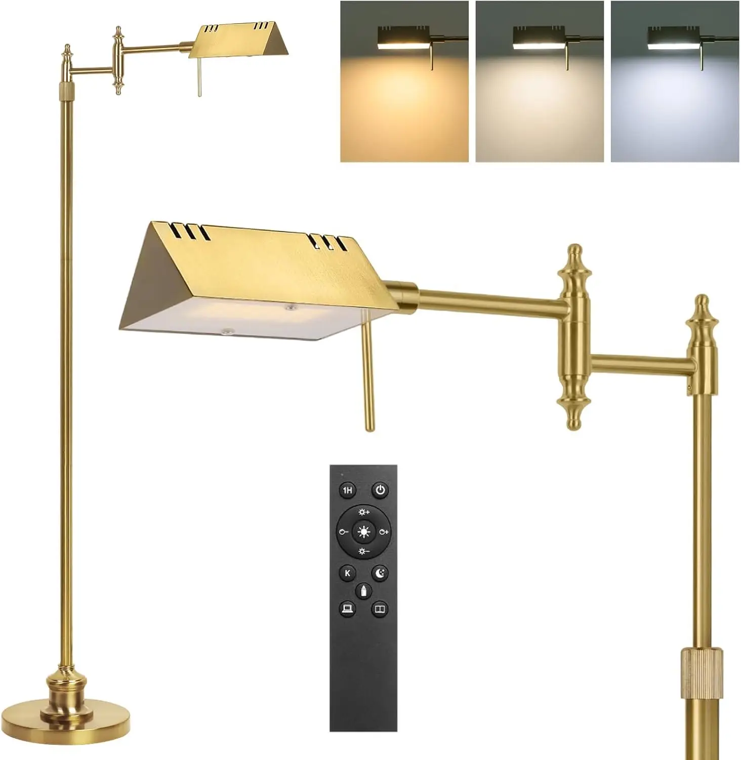 Dimmable Pharmacy Floor Lamp with Remote, 17W Gold LED, 360° Swing Arm, 3 Color Temp, Height Adjustable Standing Task Lamp for Living Room, Bedroom, Office
Dimmable Pharmacy Floor Lamp with Remote, 17W Gold LED, 360° Swing Arm, 3 Color Temp, Height Adjustable Standing Task Lamp for Living Room, Bedroom, Office