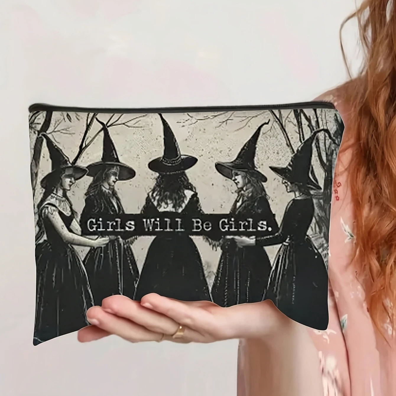 Mystical Witch and Moonlight Makeup Bag Enchanting Witches Illustration Black Polyester Cosmetic Pouch Halloween Holiday Gifts
Mystical Witch and Moonlight Makeup Bag Enchanting Witches Illustration Black Polyester Cosmetic Pouch Halloween Holiday Gifts