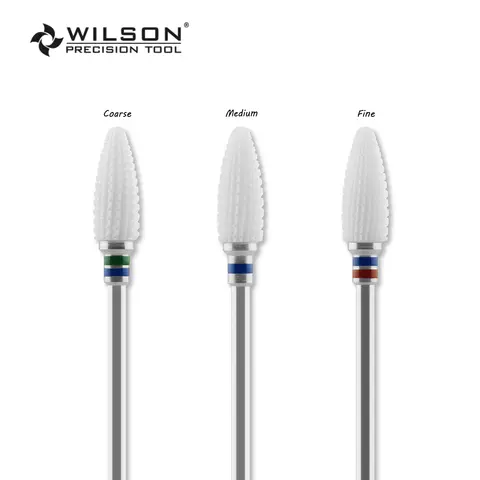 Wilson Burs Bullet Shape - Spiral Cut - White Ceramic - (6402401-6402601) - Zirconia Burs