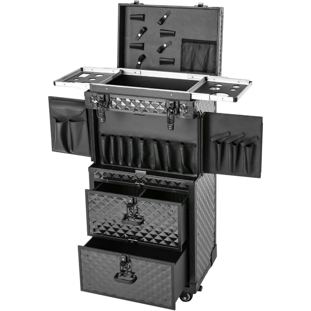 4-Layer Rolling Makeup Case with Locks, Water-Resistant Hair Trolley with Retractable Tray, Portable Cosmetology Train Case in B
4-Layer Rolling Makeup Case with Locks, Water-Resistant Hair Trolley with Retractable Tray, Portable Cosmetology Train Case in B