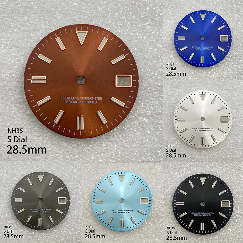 28.5mm S Logo Sunray Dial Fit NH35/NH36 Japanese Movement Green Luminous High-Quality Watch Modification Accessories
28.5mm S Logo Sunray Dial Fit NH35/NH36 Japanese Movement Green Luminous High-Quality Watch Modification Accessories