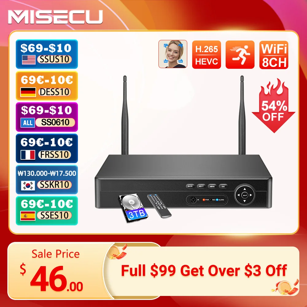 MISECU 8CH 4MP 5MP Wireless Recorder Wifi CCTV IP Camera H.265 NVR Security Protection System P2P XMeye Network Video
MISECU 8CH 4MP 5MP Wireless Recorder Wifi CCTV IP Camera H.265 NVR Security Protection System P2P XMeye Network Video