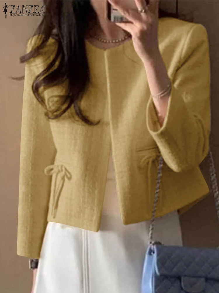 Holiday Textured Fabric Coats ZANZEA Women Elegant Cardigan Fashion Round Neck Tops Outwear 2025 Autumn Bowknot Stitching Tops
Holiday Textured Fabric Coats ZANZEA Women Elegant Cardigan Fashion Round Neck Tops Outwear 2025 Autumn Bowknot Stitching Tops