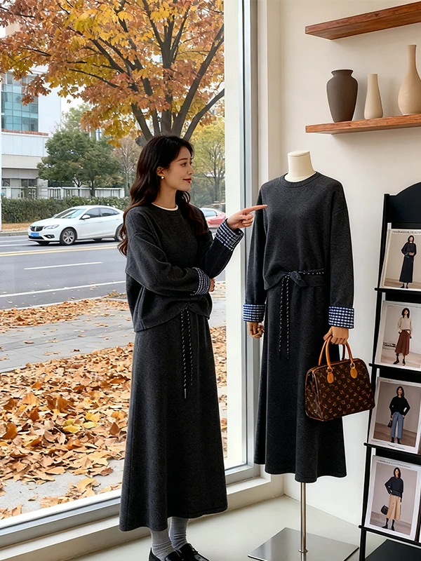 Korean Sle Loose Knitted Sweater And Skirt Set for Women Autumn Winter Faion Casual High Waist Pure Color Two Piece Set
Korean Sle Loose Knitted Sweater And Skirt Set for Women Autumn Winter Faion Casual High Waist Pure Color Two Piece Set