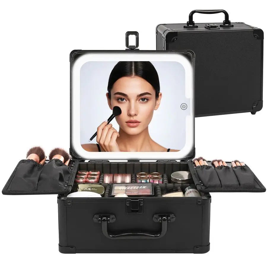 Makeup Bag with LED Mirror, Makeup Box Travel Train Case with Rechargeable Lighted Mirror amp Adjustable Dividers, Cosmetic Brus
Makeup Bag with LED Mirror, Makeup Box Travel Train Case with Rechargeable Lighted Mirror amp Adjustable Dividers, Cosmetic Brus