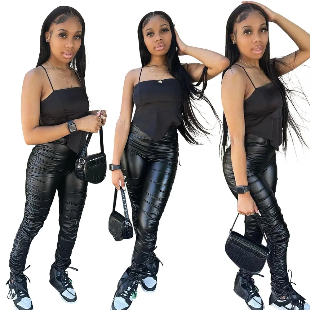 Sexy Nightclub Party Prom Club Banquet Skinny Pleated High Waist Stretch PU Leather Pants
Sexy Nightclub Party Prom Club Banquet Skinny Pleated High Waist Stretch PU Leather Pants