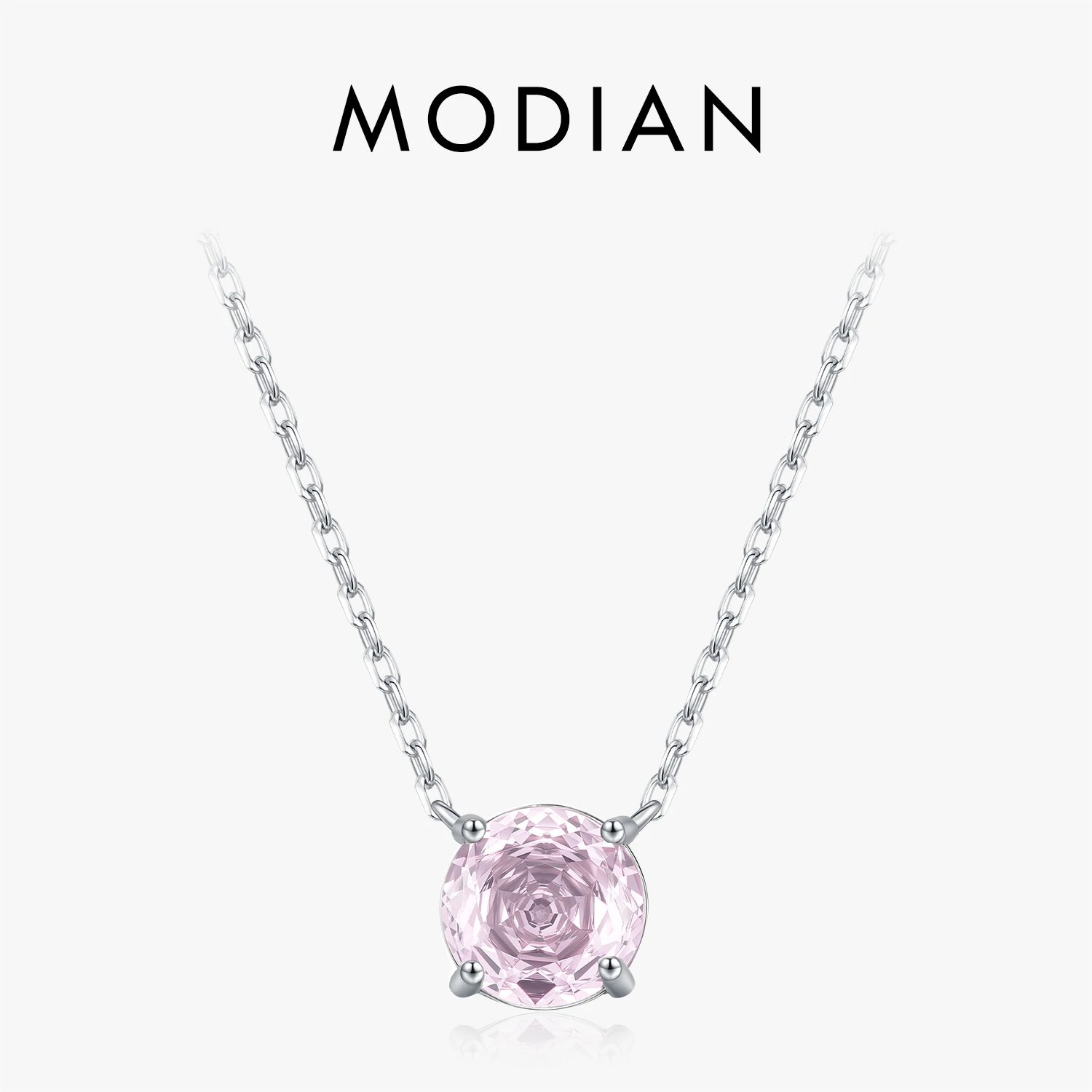 MODIAN 925 Sterling Silver Fashion Light Pink Round CZ Link Chain Pendant Necklace For Women Fine Jewelry Gifts
MODIAN 925 Sterling Silver Fashion Light Pink Round CZ Link Chain Pendant Necklace For Women Fine Jewelry Gifts