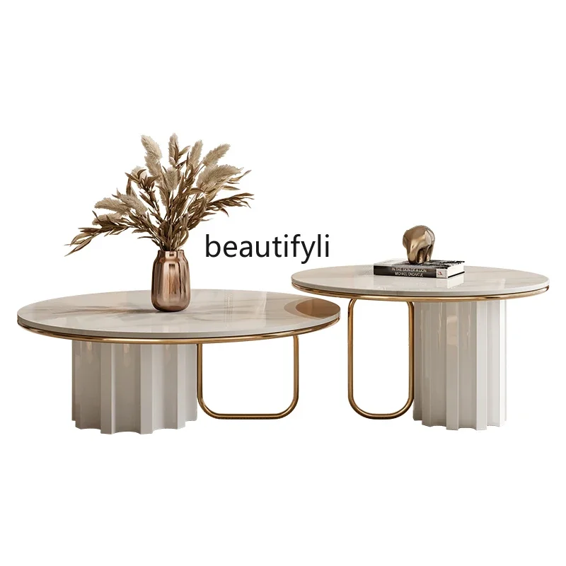 S Light Luxury Coffee Table Living Room Stainless Steel round Stone Plate Combination Designer Modern Simple Small Apartment
S Light Luxury Coffee Table Living Room Stainless Steel round Stone Plate Combination Designer Modern Simple Small Apartment
