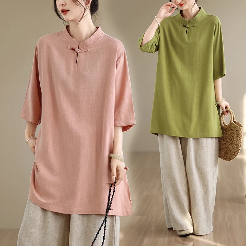 New Chinese Style Button-Up Shirt Women's plus Size Spring Summer Long Sleeve Crew Neck Pullover Top Fashion Commute Loose Fit
New Chinese Style Button-Up Shirt Women's plus Size Spring Summer Long Sleeve Crew Neck Pullover Top Fashion Commute Loose Fit