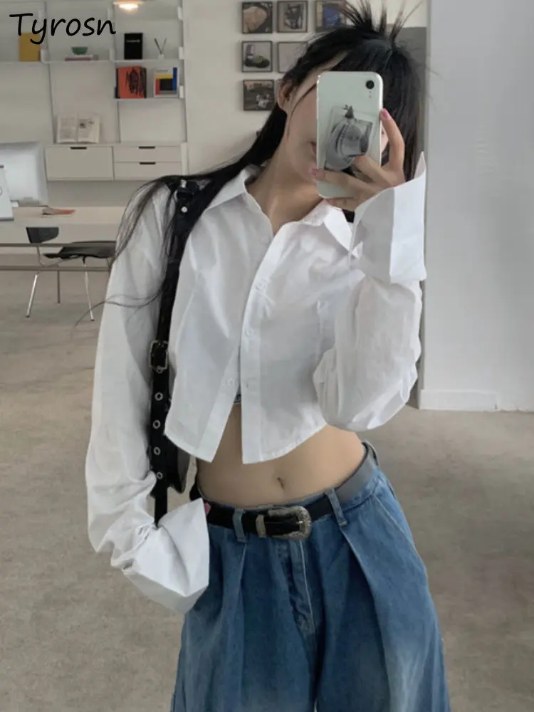 White Shirts Women Cropped Casual Design Sexy All-match Daily Korean Style Fashion Tender Simple Pure Office Basic Spring Ladies
White Shirts Women Cropped Casual Design Sexy All-match Daily Korean Style Fashion Tender Simple Pure Office Basic Spring Ladies