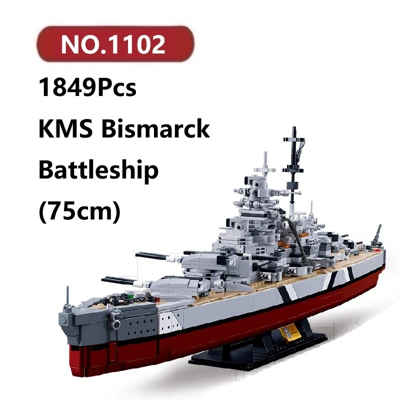 SLIBAN KMS Bismarck Battleship(75cm)Building Blocks 1849 Pcs Sluban Ship Bricks Toy Set
SLIBAN KMS Bismarck Battleship(75cm)Building Blocks 1849 Pcs Sluban Ship Bricks Toy Set