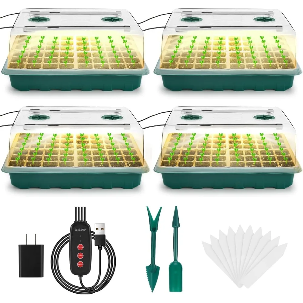 192-Cell Seed Starter Kit with Grow Light, Humidity Domes, Timer for Indoor Gardening Plant Germination
192-Cell Seed Starter Kit with Grow Light, Humidity Domes, Timer for Indoor Gardening Plant Germination