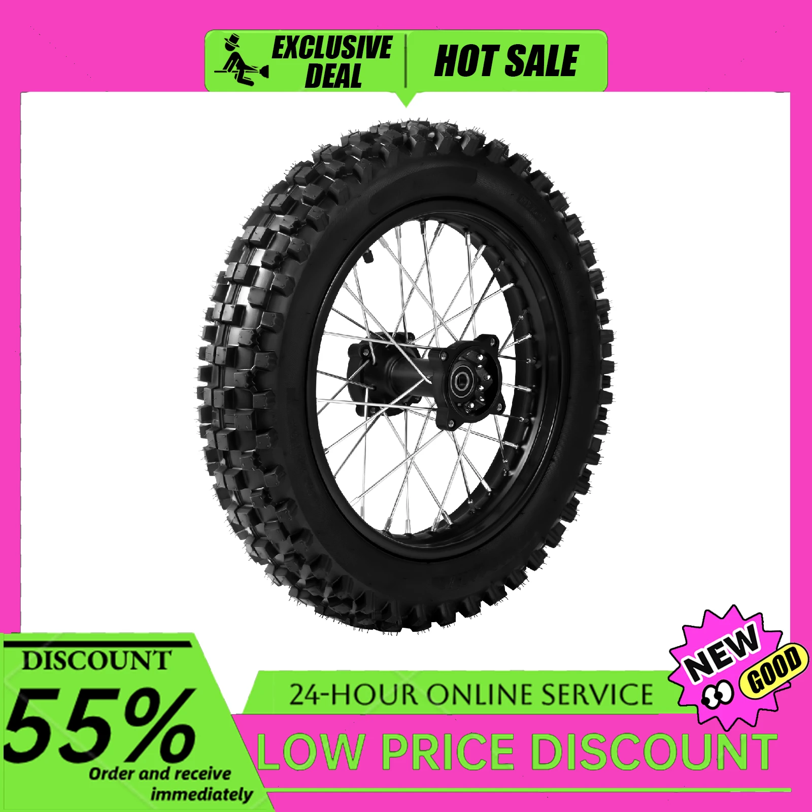 Rear Wheel Rim 14 Inch with 15mm Bearing 90/100-14 Tire Assembly for Dirt Pit Bike 125/140/150/160CC
Rear Wheel Rim 14 Inch with 15mm Bearing 90/100-14 Tire Assembly for Dirt Pit Bike 125/140/150/160CC