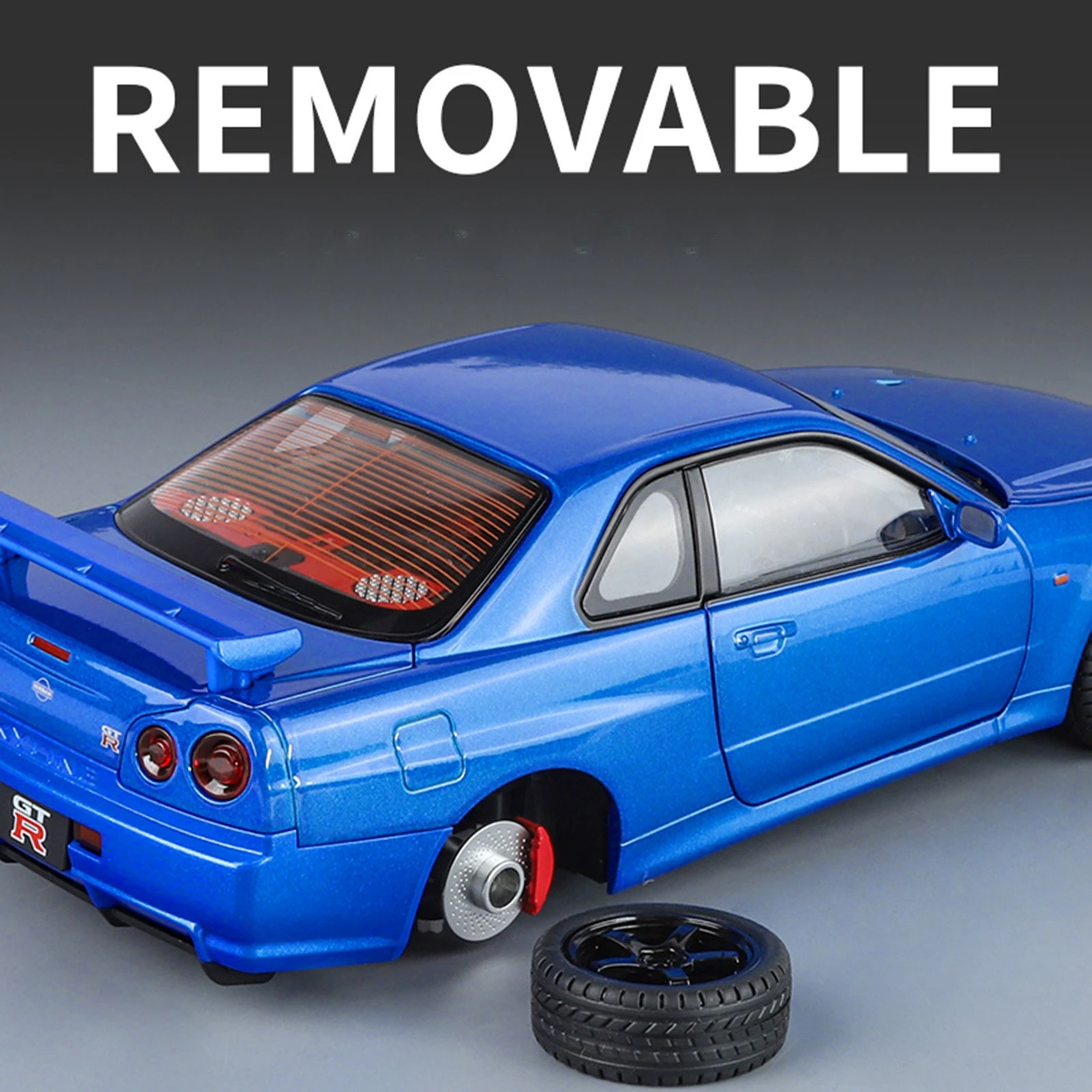 1: 18 Nissan GTR Street Edition Alloy Car Model Simulation Sound and Light Tire Detachable Large Toy Car Ornament
1: 18 Nissan GTR Street Edition Alloy Car Model Simulation Sound and Light Tire Detachable Large Toy Car Ornament