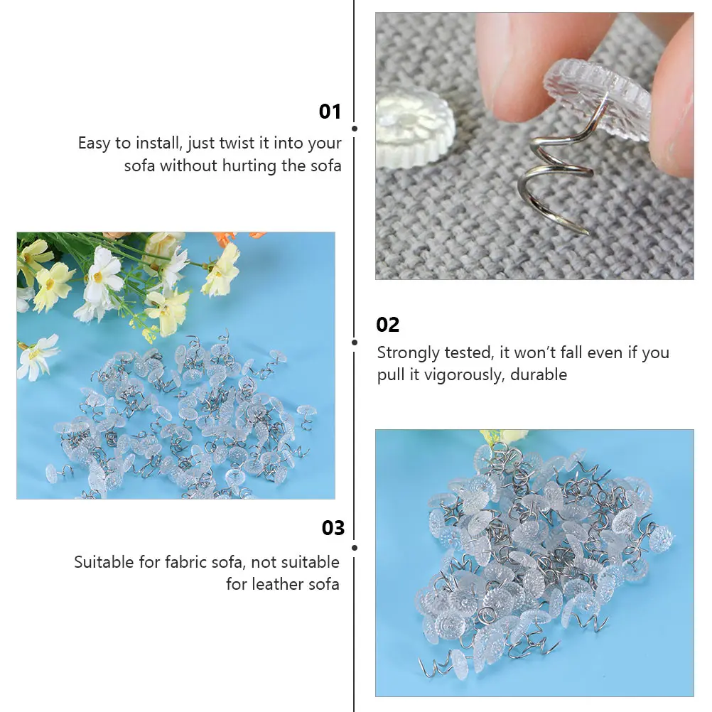 150pcs Pins Spiral Anti Slip Push Fixing Clips Clear Head Upholstery Holders Dust Resistant Easy Remove for Covers
150pcs Pins Spiral Anti Slip Push Fixing Clips Clear Head Upholstery Holders Dust Resistant Easy Remove for Covers