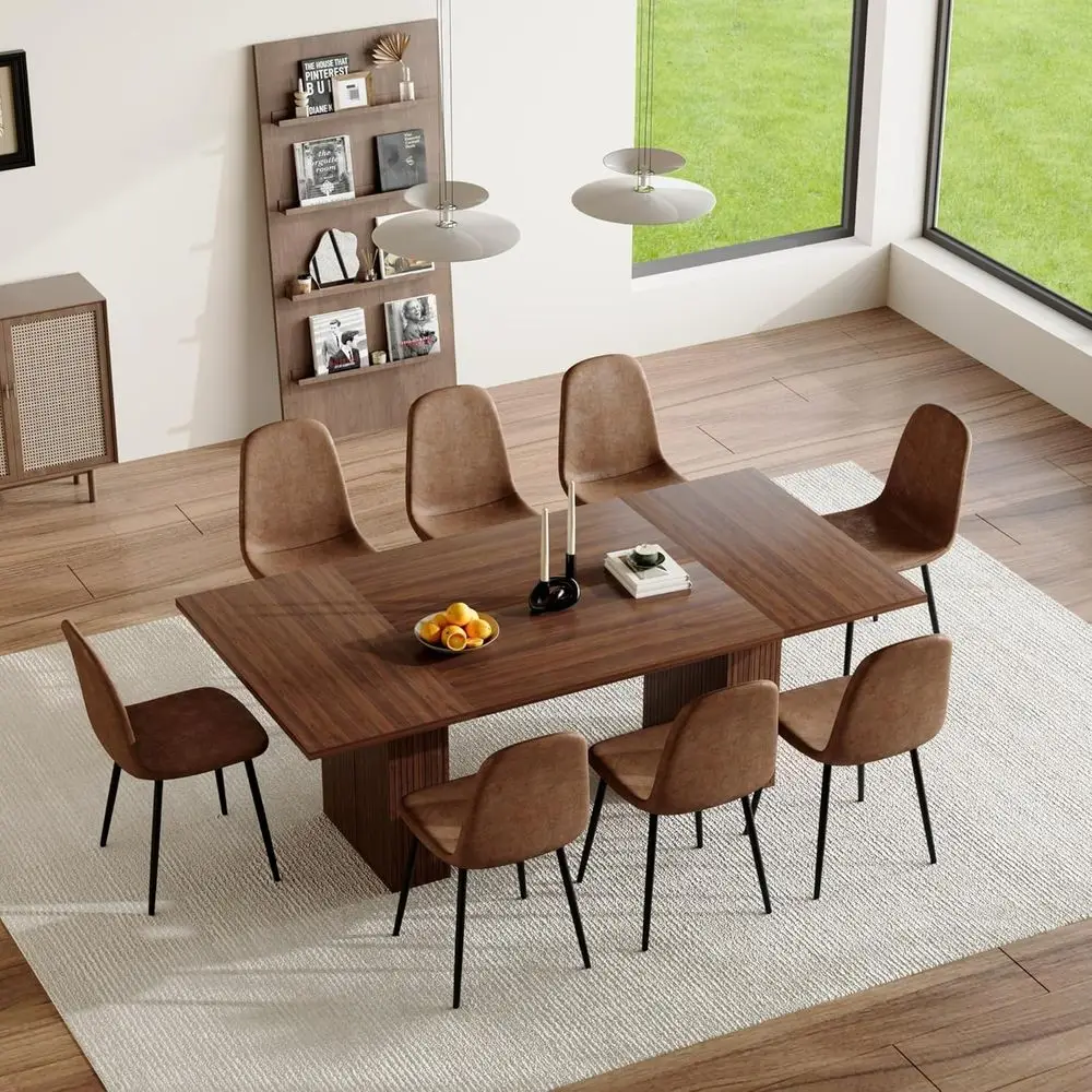 78.74" Dining Table Set or 8 with Storage Cabinet, Large Recular Dining Table Set with 8 Upholstered Chairs, 9 Piece Walnut Dini
78.74" Dining Table Set or 8 with Storage Cabinet, Large Recular Dining Table Set with 8 Upholstered Chairs, 9 Piece Walnut Dini