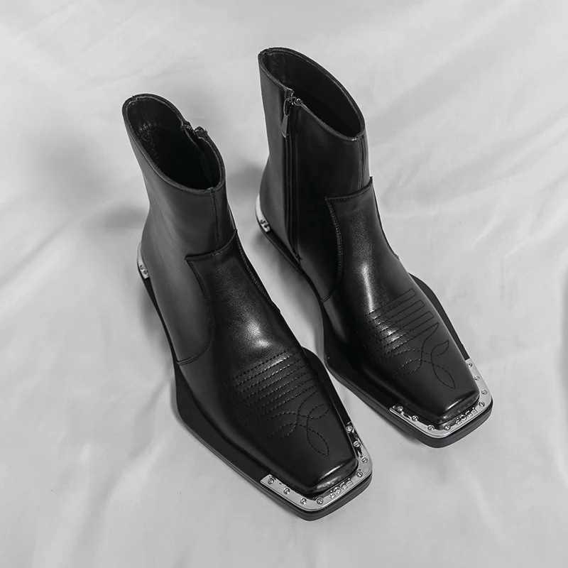 Men' Chelsea Boots PU Square Toe High Heeled Side Zipper Ankle Boots
Men' Chelsea Boots PU Square Toe High Heeled Side Zipper Ankle Boots