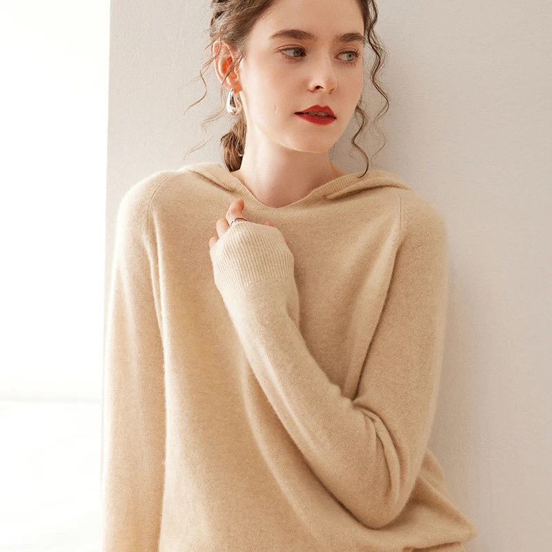 Women Casual Hooded Pullover 100% Cashmere Knitwear Soft Warm Sweater Autumn Winter Loose Jumper Korean Fashion Tops Hoodie
Women Casual Hooded Pullover 100% Cashmere Knitwear Soft Warm Sweater Autumn Winter Loose Jumper Korean Fashion Tops Hoodie