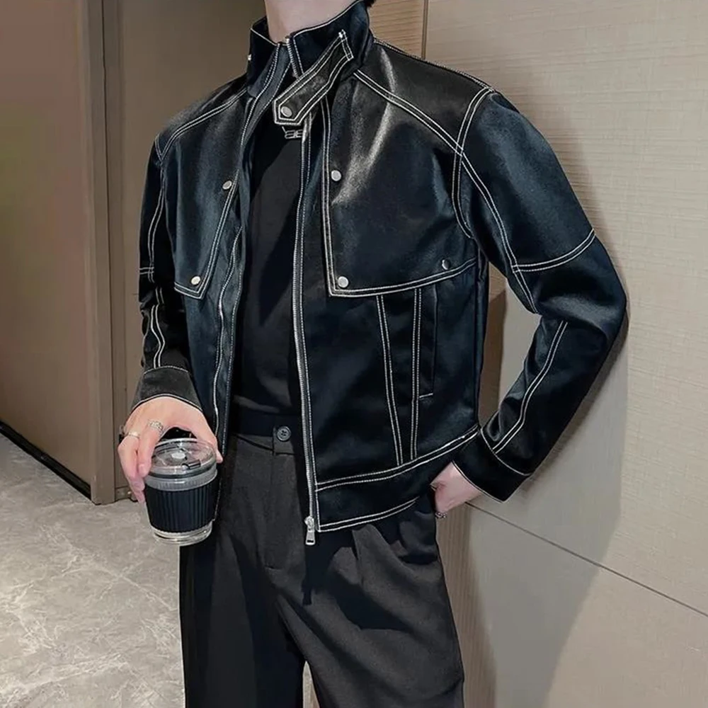 Men Y2k Matte Biker Leather Jacket Genderless Autumn Winter Nightclub Trendy Street Stand Collar Topstitch Leather Jacket Unisex
Men Y2k Matte Biker Leather Jacket Genderless Autumn Winter Nightclub Trendy Street Stand Collar Topstitch Leather Jacket Unisex