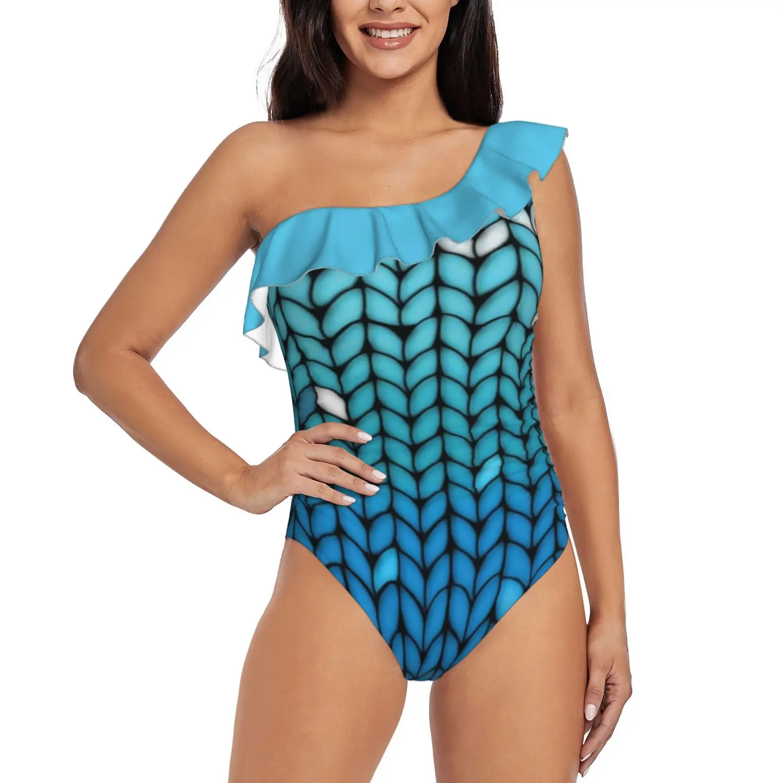 Aquamarine Knit One Shoulder Ruffle Swimsuits Bodysuit One Piece Swimwear Women New Female Beach Swimsuit Pattern Blue Knit
Aquamarine Knit One Shoulder Ruffle Swimsuits Bodysuit One Piece Swimwear Women New Female Beach Swimsuit Pattern Blue Knit
