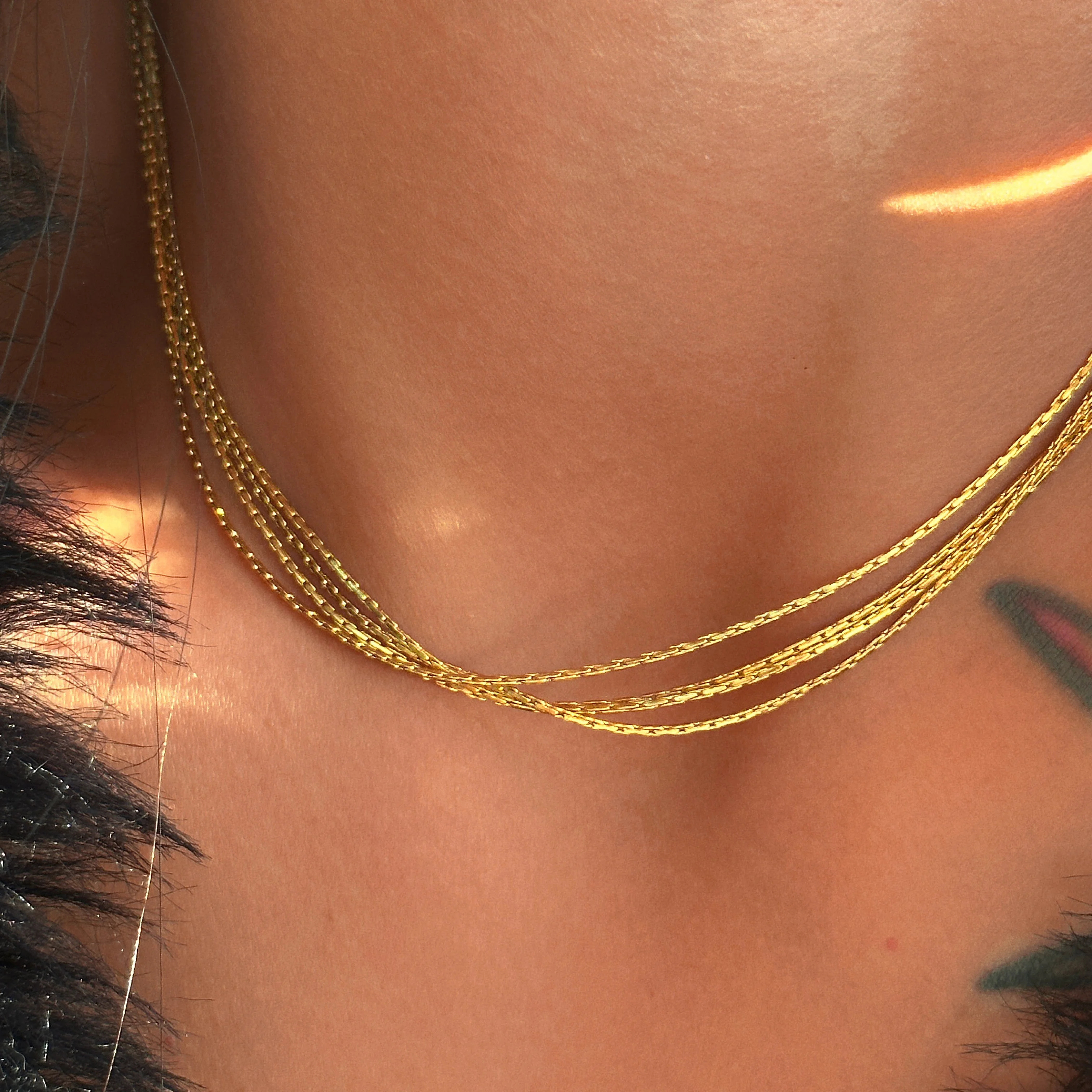 DASEIN New 18k Gold Plated Minimalist Four Layer Snake Chain Necklace Tarnish Free Stainless Steel Elegant Jewelry for Banquet
DASEIN New 18k Gold Plated Minimalist Four Layer Snake Chain Necklace Tarnish Free Stainless Steel Elegant Jewelry for Banquet
