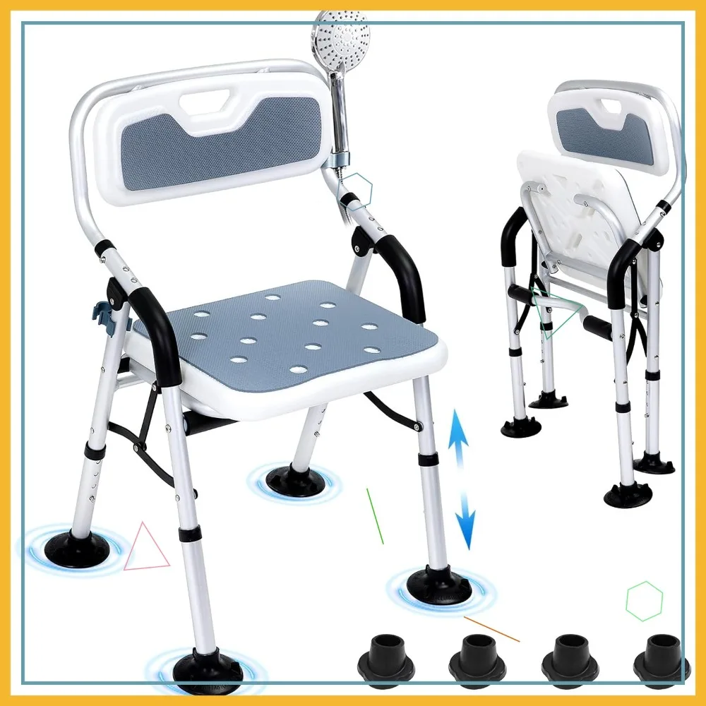 Foldable Shower Chair for Elderly, Adjustable Height Bath Seat with Padded Arms and Back, Aluminum Frame, Compact
Foldable Shower Chair for Elderly, Adjustable Height Bath Seat with Padded Arms and Back, Aluminum Frame, Compact