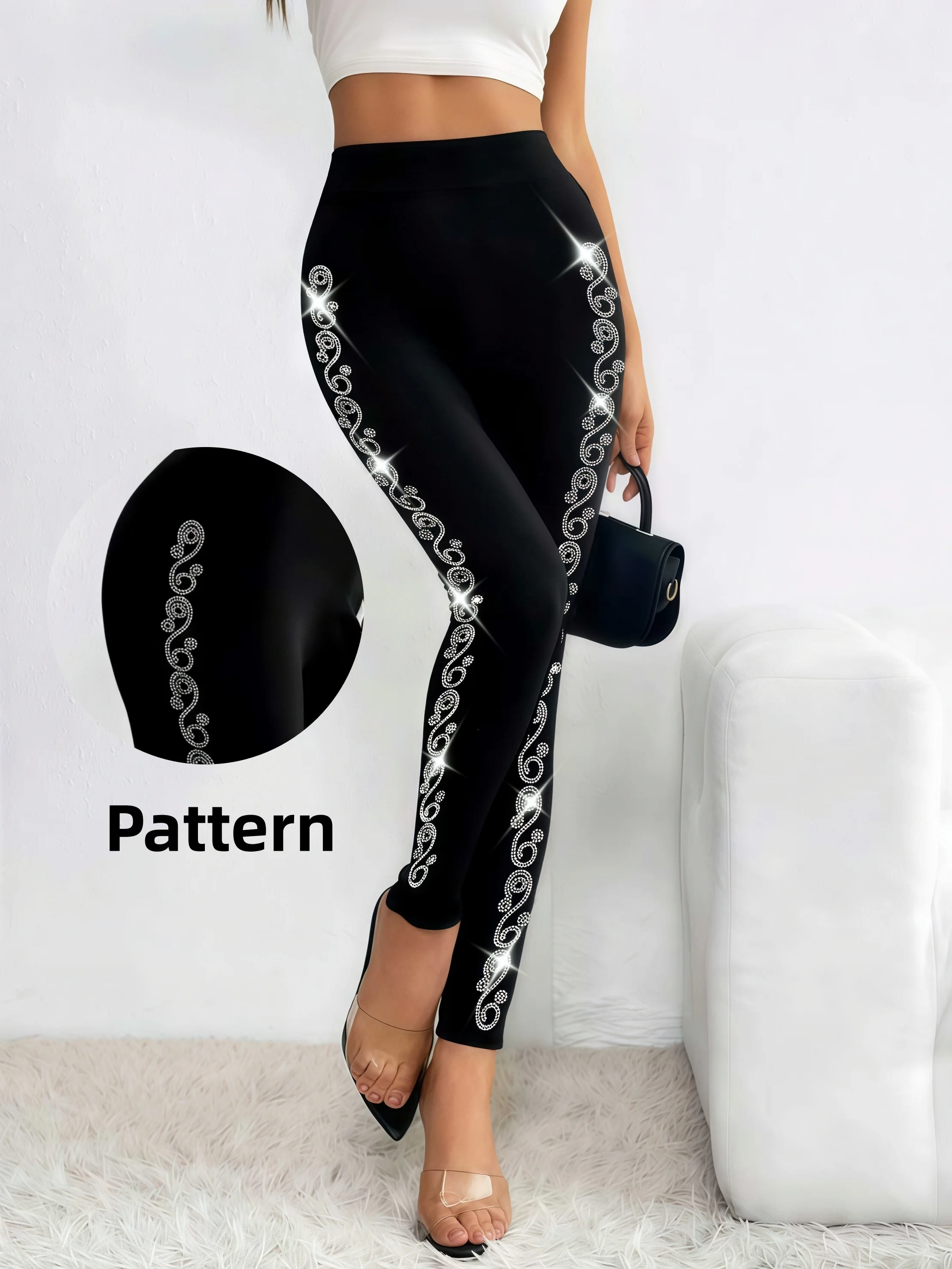Women's Rhinestone Leggings High Waist High Stretch Slim Fit Fashion Stylish Versatile Solid Color Casual Going Out Street Wear
Women's Rhinestone Leggings High Waist High Stretch Slim Fit Fashion Stylish Versatile Solid Color Casual Going Out Street Wear