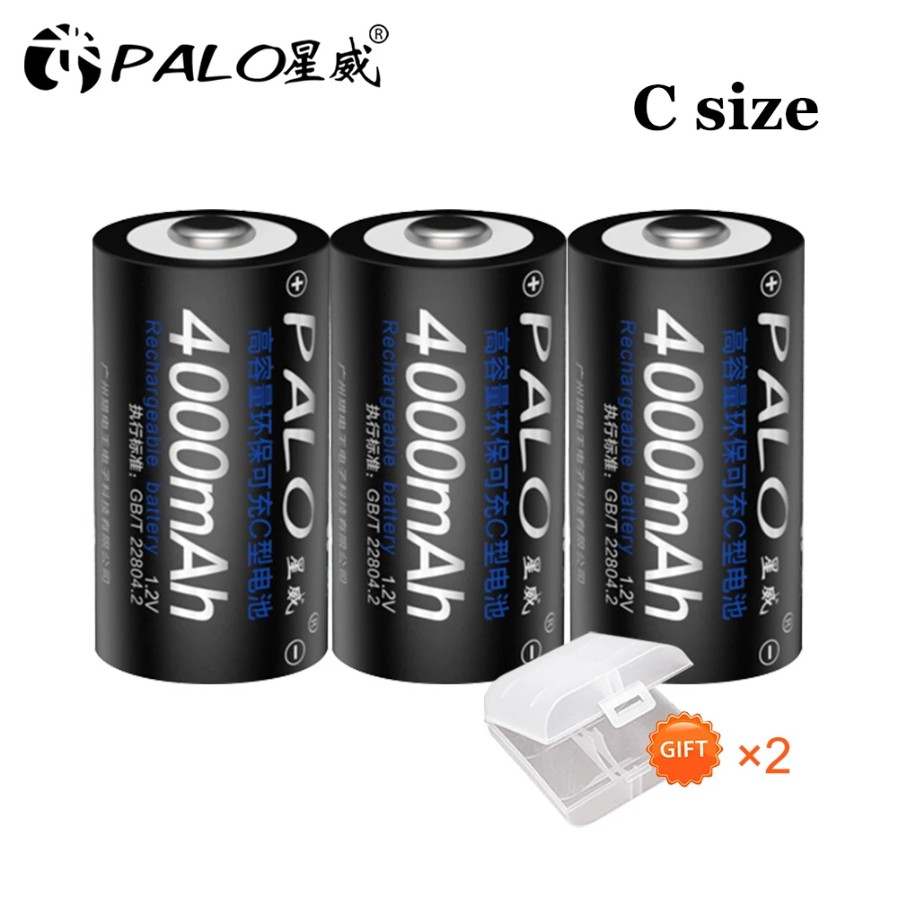 PALO 1-6 pcs C size rechargeable battery type C battery 1.2V NI-MH rechargeable C battery 4000mAh LR14 Rechargeable battery
PALO 1-6 pcs C size rechargeable battery type C battery 1.2V NI-MH rechargeable C battery 4000mAh LR14 Rechargeable battery