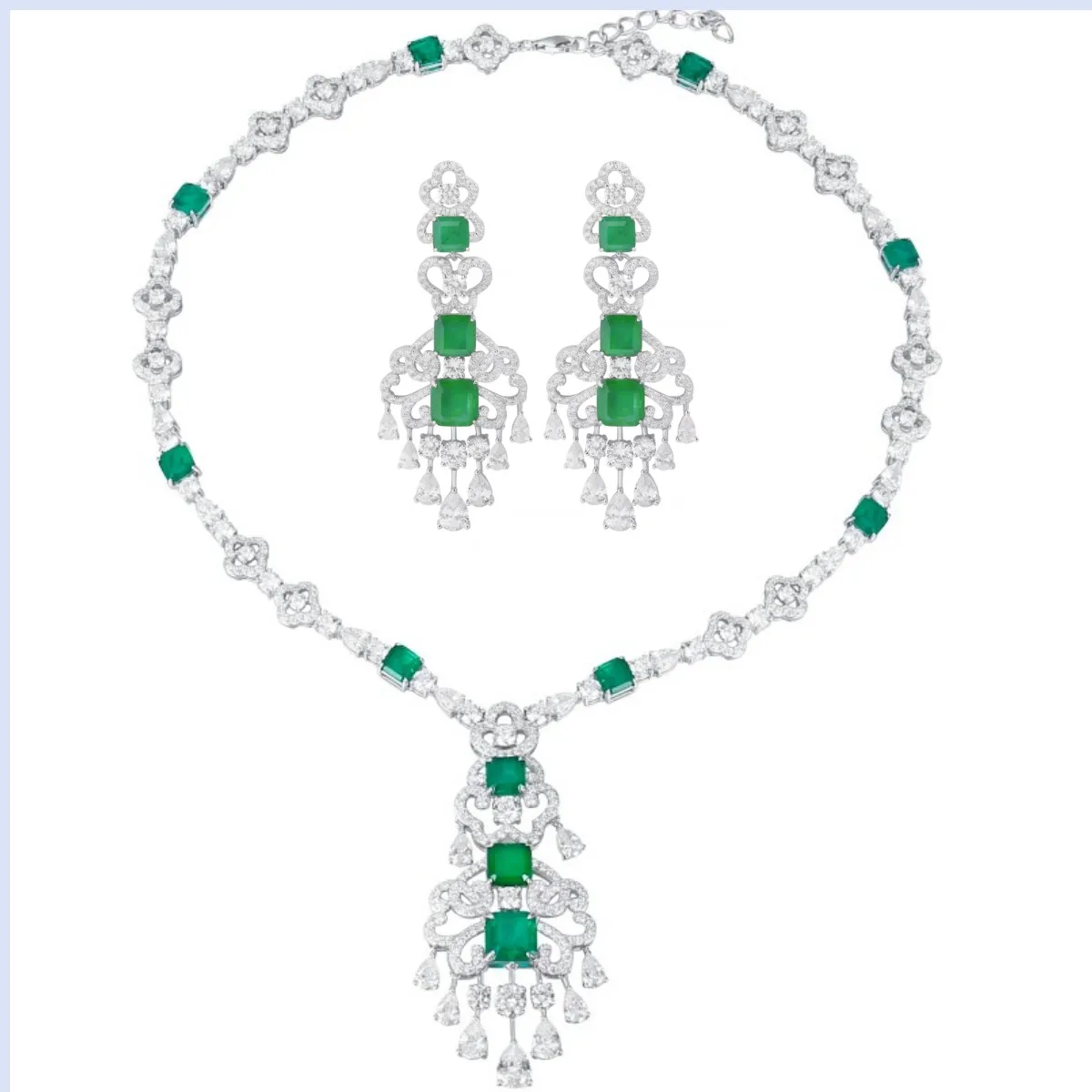 ZOCA New Exquisite Lab Emerald Tassel 925 Sterling Silver Jewelry Sets for Wedding Bridal Wedding Party Set Accessories
ZOCA New Exquisite Lab Emerald Tassel 925 Sterling Silver Jewelry Sets for Wedding Bridal Wedding Party Set Accessories