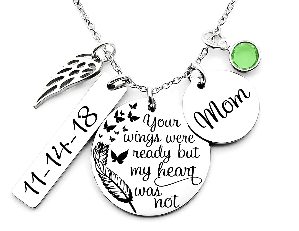 Custom Engraved Stainless Steel Memorial Necklace with Butterflies Sympathy Gift Memorial Gift Your wings were ready
Custom Engraved Stainless Steel Memorial Necklace with Butterflies Sympathy Gift Memorial Gift Your wings were ready