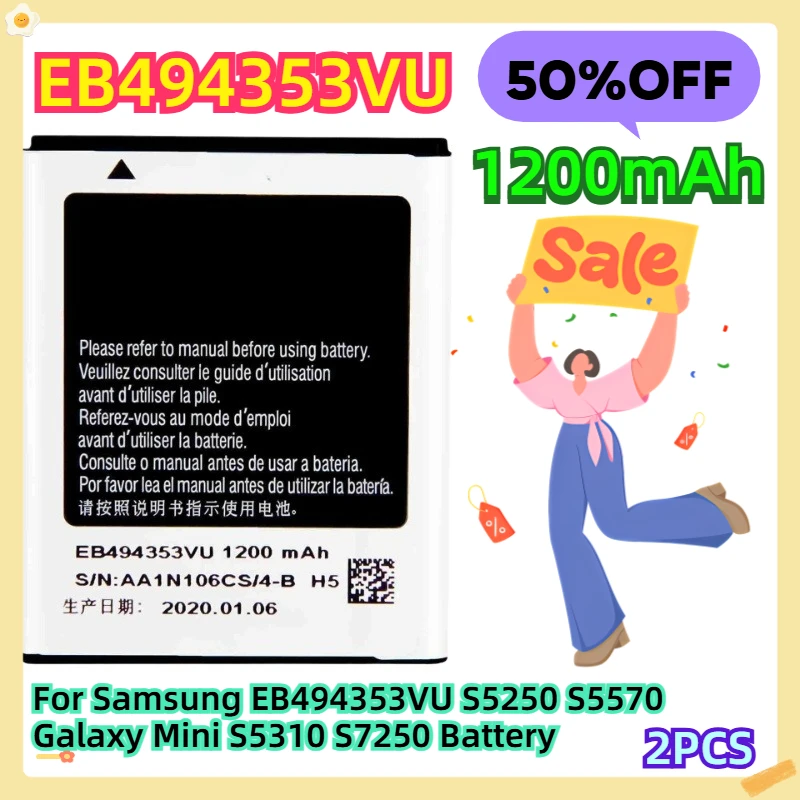 Для Samsung EB494353VU S5250 S5570 Galaxy Mini S5310 S7250 1200 мАч аккумулятор 2 шт.
Для Samsung EB494353VU S5250 S5570 Galaxy Mini S5310 S7250 1200 мАч аккумулятор 2 шт.