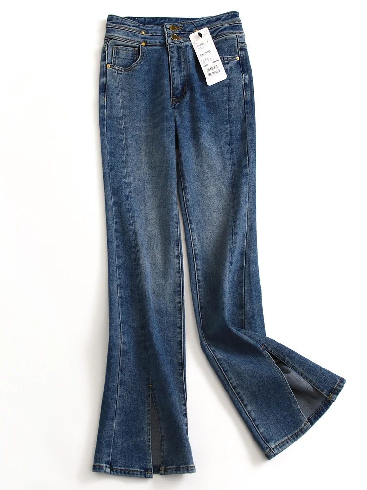 High Waist Slimming Micro Flared Jeans Women's Long Pants Fashionable Versatile Two Button Denim Trousers Wear Resistant
High Waist Slimming Micro Flared Jeans Women's Long Pants Fashionable Versatile Two Button Denim Trousers Wear Resistant
