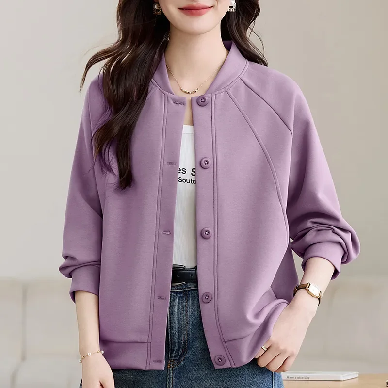 Purple Casual Jacket For Women Spring Autumn Loose Fit Single Breasted Button Up Outerwear With Stylish Design
Purple Casual Jacket For Women Spring Autumn Loose Fit Single Breasted Button Up Outerwear With Stylish Design