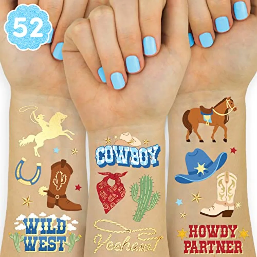 Cowboy Temporary Tattoos for - 52 Foil Styles Rodeo, Boys Cowboy Crafts, Birthday Party Favors, Western Baby Shower Decorations
Cowboy Temporary Tattoos for - 52 Foil Styles Rodeo, Boys Cowboy Crafts, Birthday Party Favors, Western Baby Shower Decorations