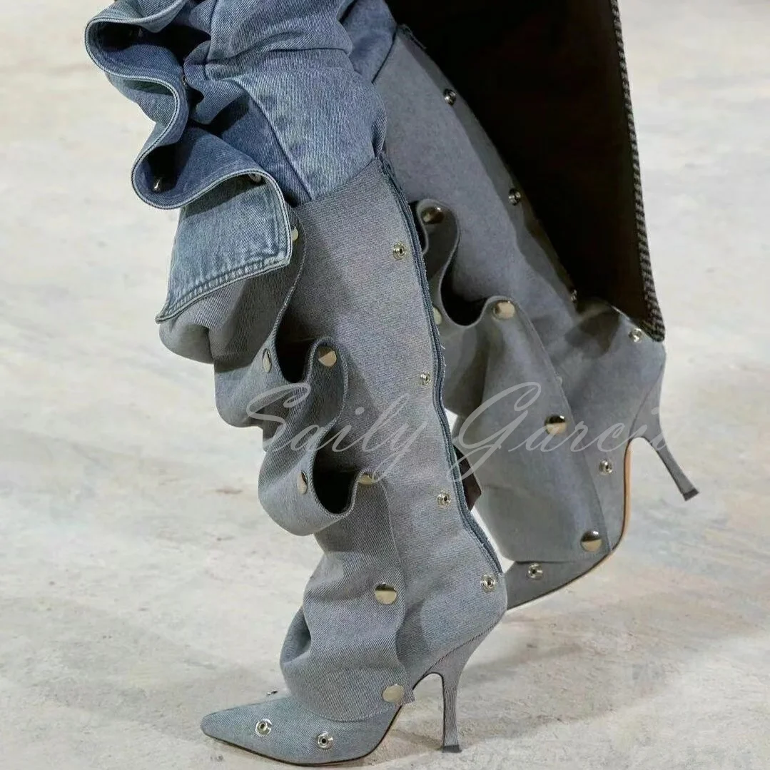 Removable Button Stiletto Cowboy Boots Brown Pointed Toe Sewing Thread High Heel Boots Two Wear Pleated Pile Up Knee High Boots
Removable Button Stiletto Cowboy Boots Brown Pointed Toe Sewing Thread High Heel Boots Two Wear Pleated Pile Up Knee High Boots