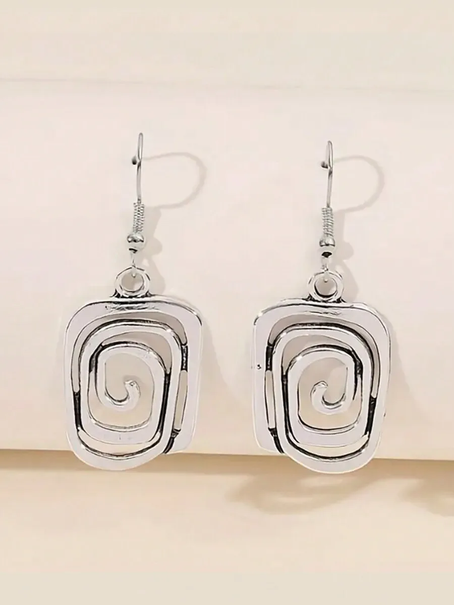 Vintage Rectangular Spiral Pattern Earrings For Women Fashion Jewelry
Vintage Rectangular Spiral Pattern Earrings For Women Fashion Jewelry