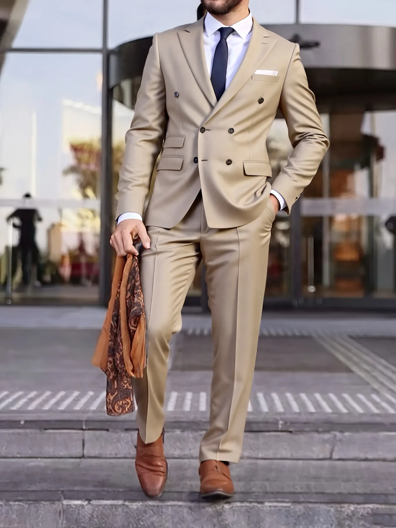 Men's Urban Business Suit Set Double Breasted Peak Lapel Blazer Trousers Elegant Office Party Wedding
Men's Urban Business Suit Set Double Breasted Peak Lapel Blazer Trousers Elegant Office Party Wedding