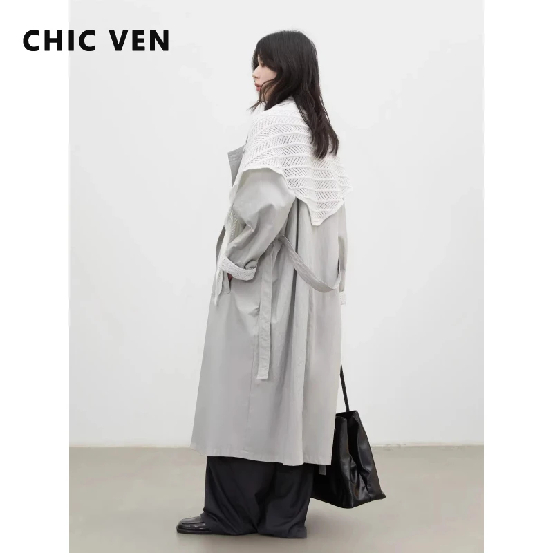 CHIC VEN Fashion Korean Women Long Trench Coat New Loose Female Windbreaker Belt Coat with Knit Shawl Spring Autumn 2026
CHIC VEN Fashion Korean Women Long Trench Coat New Loose Female Windbreaker Belt Coat with Knit Shawl Spring Autumn 2026