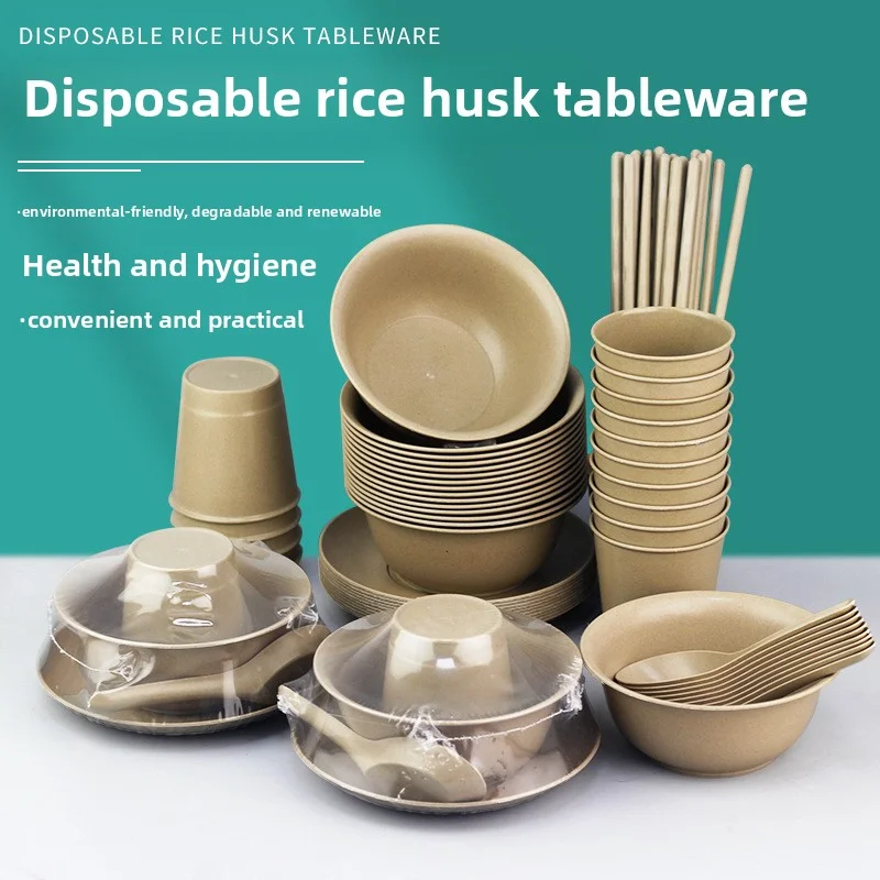 Disposable rice husk tableware set degradable bowl chopsticks thicker five-piece set restaurant banquet
Disposable rice husk tableware set degradable bowl chopsticks thicker five-piece set restaurant banquet