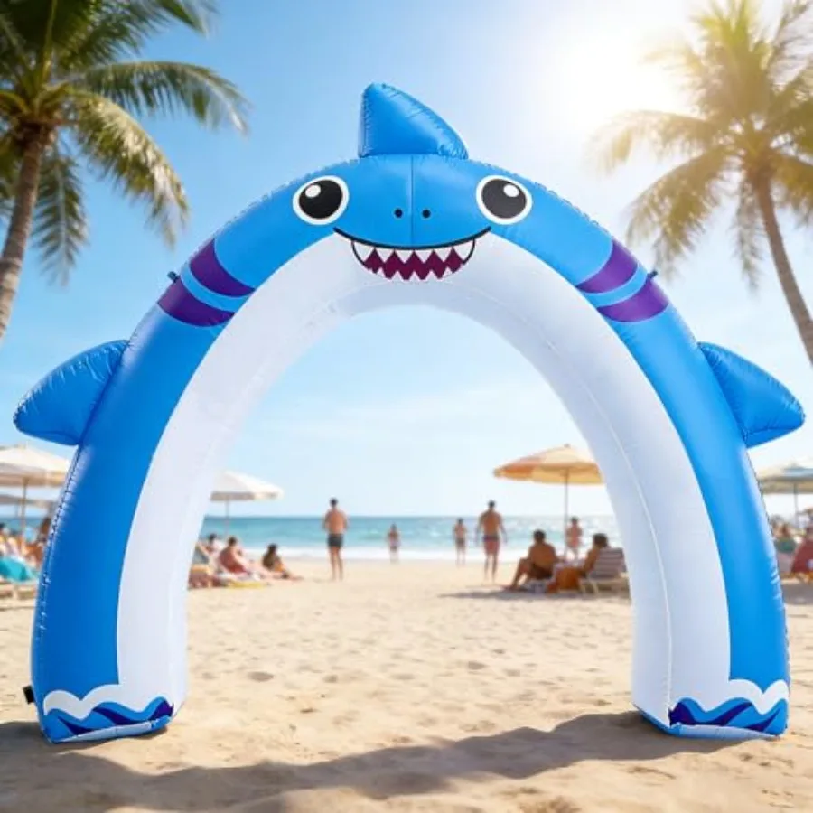 Outdoor ocean-themed inflatable shark arch for pool, beach, or lawn; PVC material, blue-gray color; quick-setup, weather-resist
Outdoor ocean-themed inflatable shark arch for pool, beach, or lawn; PVC material, blue-gray color; quick-setup, weather-resist