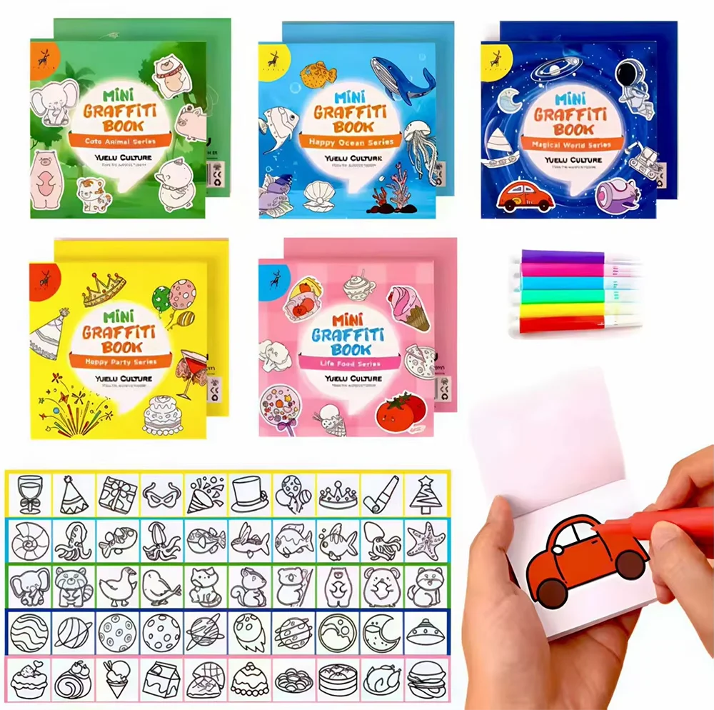 50Sheets Mini Graffiti Notebook for Kids Cartoon Ocean Animal Food Party Space Color Filling Books Children Drawing Picture
50Sheets Mini Graffiti Notebook for Kids Cartoon Ocean Animal Food Party Space Color Filling Books Children Drawing Picture