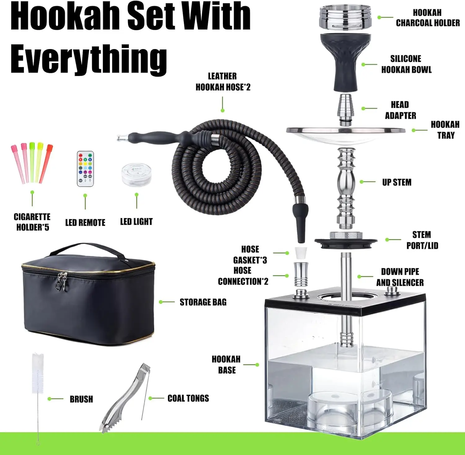 US Shipping 2 Hose Large Cloud Acrylic Hookah Set Complete Travel Kit with LED Light for Shisha Smoking
US Shipping 2 Hose Large Cloud Acrylic Hookah Set Complete Travel Kit with LED Light for Shisha Smoking