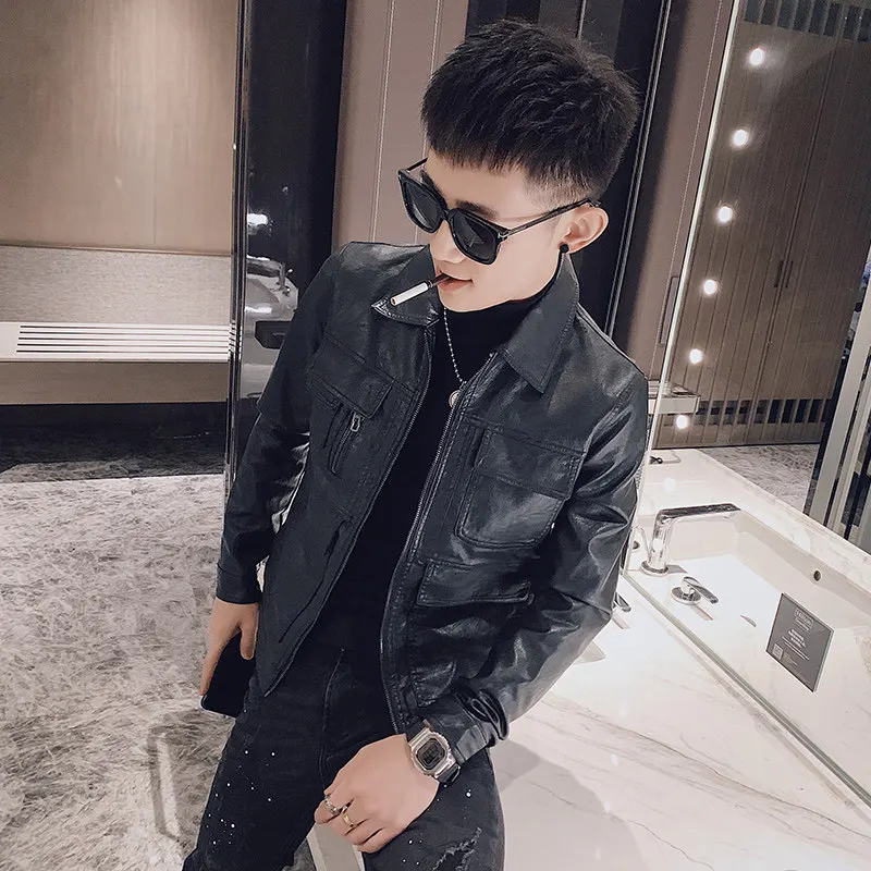 Slim Fit Fce Lined Thiened Motorcycle Sle Jaet for Men Small Size Loose Casual PU Leather Biker Coat Winter Outerwear
Slim Fit Fce Lined Thiened Motorcycle Sle Jaet for Men Small Size Loose Casual PU Leather Biker Coat Winter Outerwear