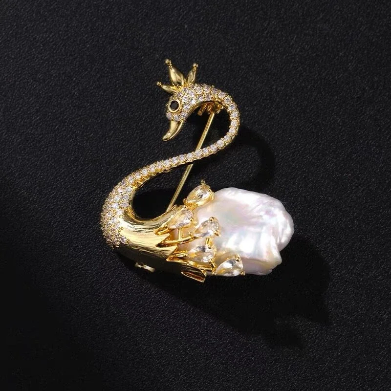 100% Natural Freshwater Wild Irregular Baroque Pearl Brooch with 14K Gold Filling Zircon Swan French Classical Beauty Pin Gift
100% Natural Freshwater Wild Irregular Baroque Pearl Brooch with 14K Gold Filling Zircon Swan French Classical Beauty Pin Gift