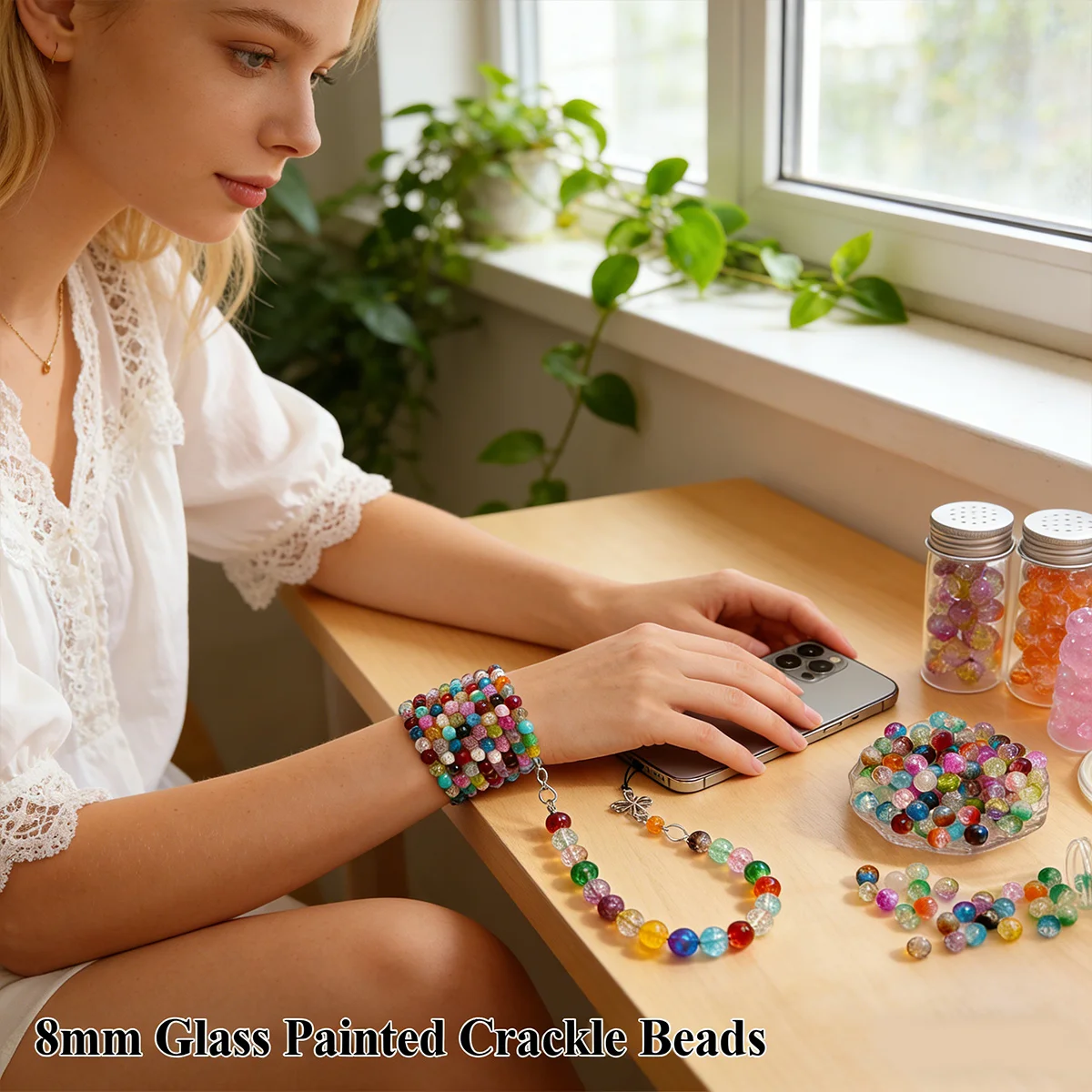 50pcs 8mm Glass Painted Crackle Beads Round Loose Spacer Beads for DIY Jewelry Making Bracelet Necklace Craft Supplies
50pcs 8mm Glass Painted Crackle Beads Round Loose Spacer Beads for DIY Jewelry Making Bracelet Necklace Craft Supplies