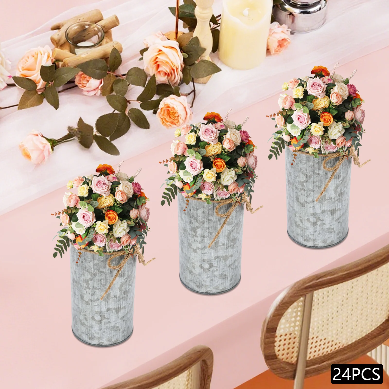 24pcs Galvanized Iron 9x15cm Vase Retro Hemp Rope Decoration Desktop Vase Simple Wrought Iron Flower Device
24pcs Galvanized Iron 9x15cm Vase Retro Hemp Rope Decoration Desktop Vase Simple Wrought Iron Flower Device