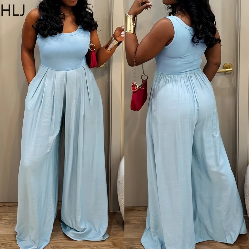 HLJ Casual Solid Color Rib Bodycon Jumpsuit Women Spaghetti Strap High Waist Pleated Wide Leg Romper Female Streetwear Overalls
HLJ Casual Solid Color Rib Bodycon Jumpsuit Women Spaghetti Strap High Waist Pleated Wide Leg Romper Female Streetwear Overalls