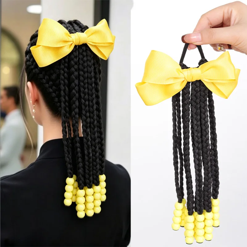Yellow bow bead twisted braid ponytail set of 1 butterfly hair extensions synthetic
Yellow bow bead twisted braid ponytail set of 1 butterfly hair extensions synthetic
