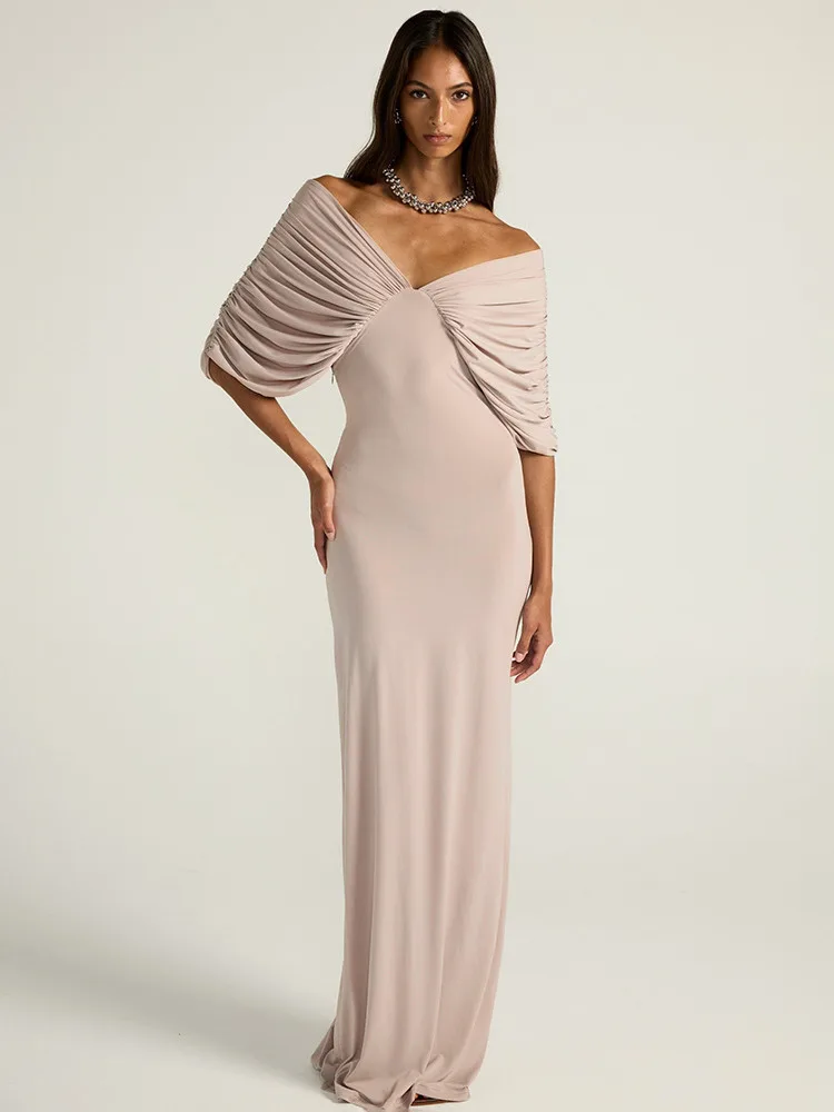 Sibybo Elegant Off Shoulder Ruched Sleeves Women Maxi Dress Sexy V-Neck Backless Stretch Skinny Lady Fashion Party Evening Dress
Sibybo Elegant Off Shoulder Ruched Sleeves Women Maxi Dress Sexy V-Neck Backless Stretch Skinny Lady Fashion Party Evening Dress