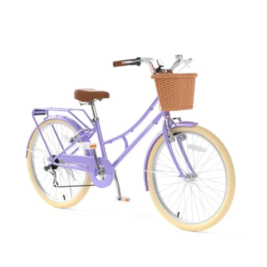 Beach cruiser bike for girls over 6 years old: steel frame, pastel blue, 7-speed gearing and dual V-brakes for safety, includes
Beach cruiser bike for girls over 6 years old: steel frame, pastel blue, 7-speed gearing and dual V-brakes for safety, includes
